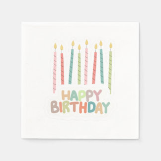 Happy Birthday with Candles on Napkin