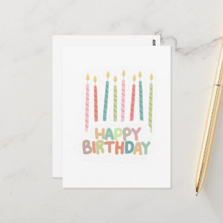 Happy Birthday with Candles on Postcard
