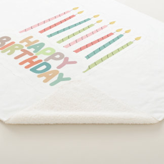 Happy Birthday with Candles Sherpa Blanket