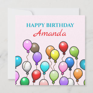 Happy Birthday with Colourful Balloons Card