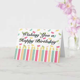 Happy Birthday with Colourful Candles & Confetti Card
