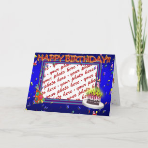 Happy Birthday With Confetti  Photo Frame Card