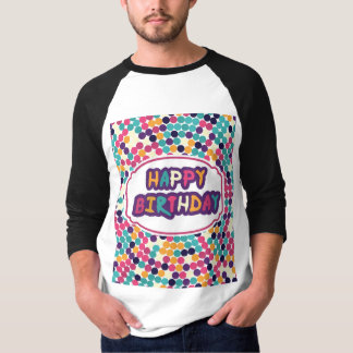 Happy Birthday with Custom Text Red Green Circles T-Shirt