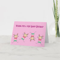 Happy Birthday with girl doing handstand