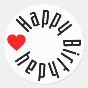 Happy Birthday with Heart Classic Round Sticker