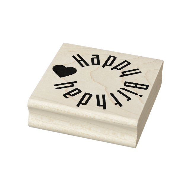Happy Birthday with Heart Rubber Stamp (Stamp)