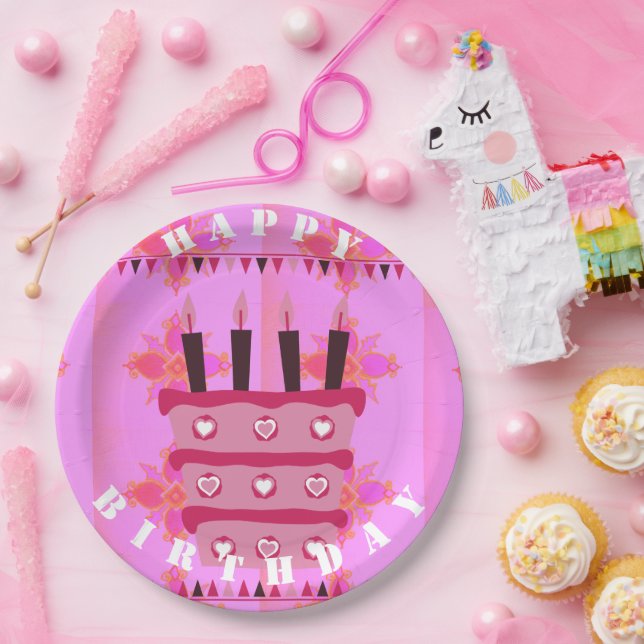 Happy Birthday with Love and Many More  Paper Plate (Party)