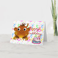 Happy Birthday with Monkey Cartoon & Chinese Word