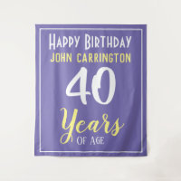Happy Birthday with Name & Age 40 Years Tapestry