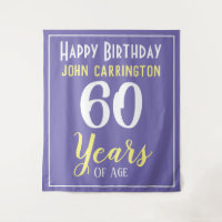Happy Birthday with Name & Age 60 Years Tapestry