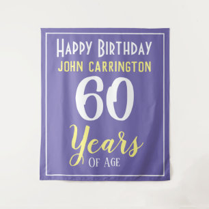 Happy Birthday with Name & Age 60 Years Tapestry