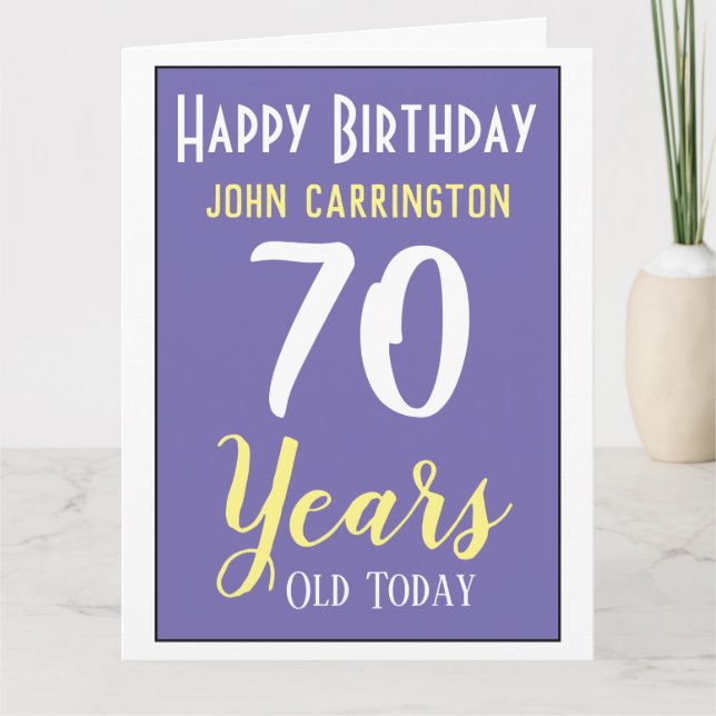 Happy Birthday with Name & Age 70 Years Card (Front)