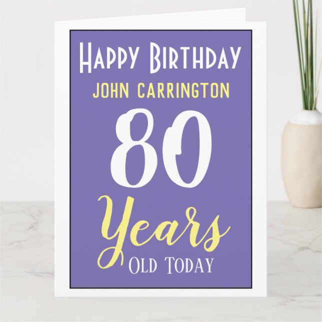 Happy Birthday with Name & Age 80 Years Card (Front)