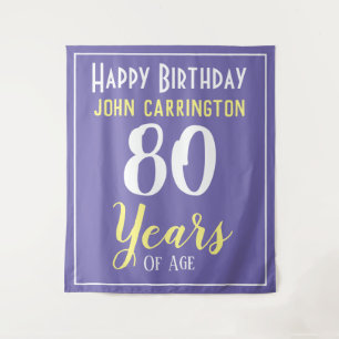 Happy Birthday with Name & Age 80 Years Tapestry