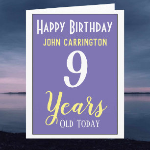 Happy Birthday with Name & Age 9 Years Card