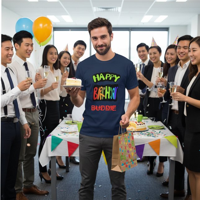Happy Birthday with Personalised Name T-Shirt (Surprise!)