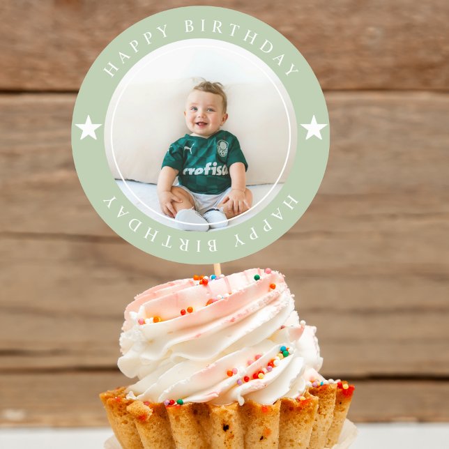 Happy Birthday With Photo Classic Round Sticker (Creator Uploaded)