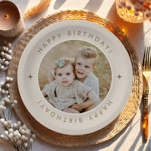 Happy Birthday With Photo Paper Plate