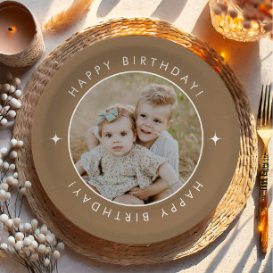 Happy Birthday With Photo Paper Plate