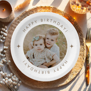 Happy Birthday With Photo Paper Plate