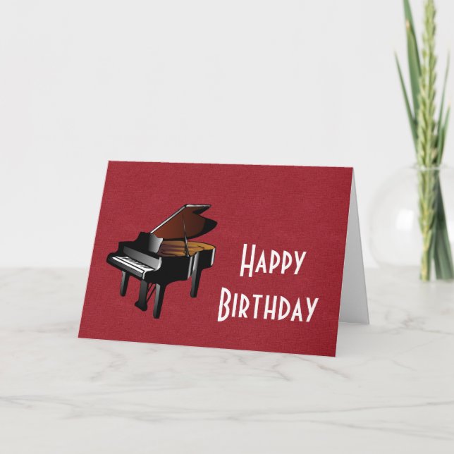 Happy Birthday with piano ebony and ivory Card (Front)