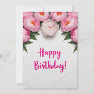 Happy Birthday With Pink Roses Greeting Card