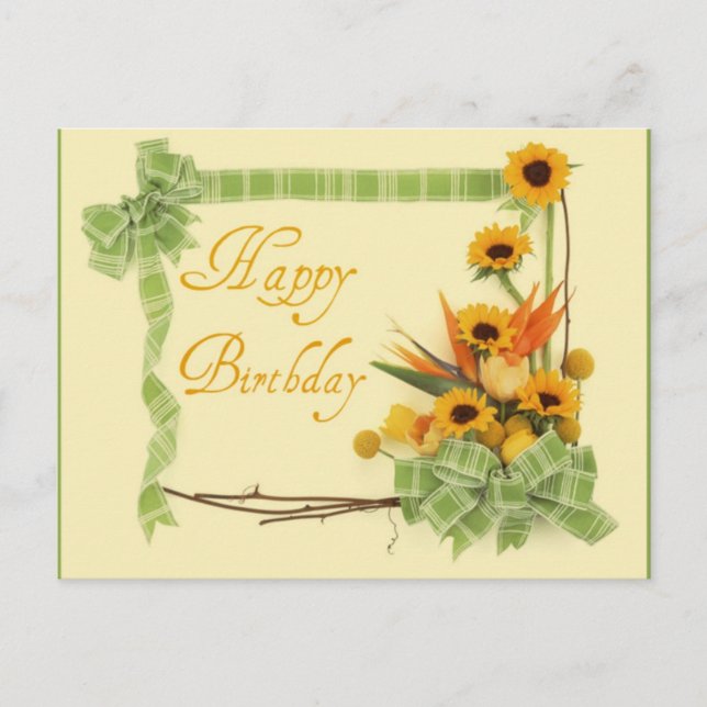 Happy Birthday with Ribbons Postcard (Front)