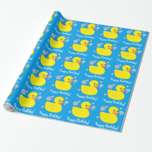 Happy Birthday with Rubber Ducky Wrapping Paper