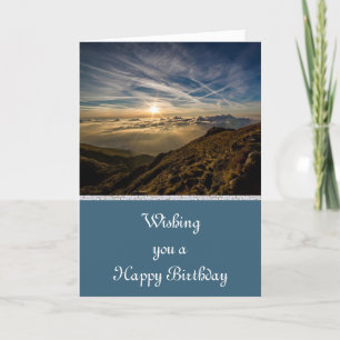 Happy Birthday with scenic mountain view Card