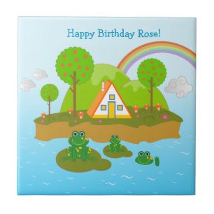 Happy Birthday with the frogs Tile