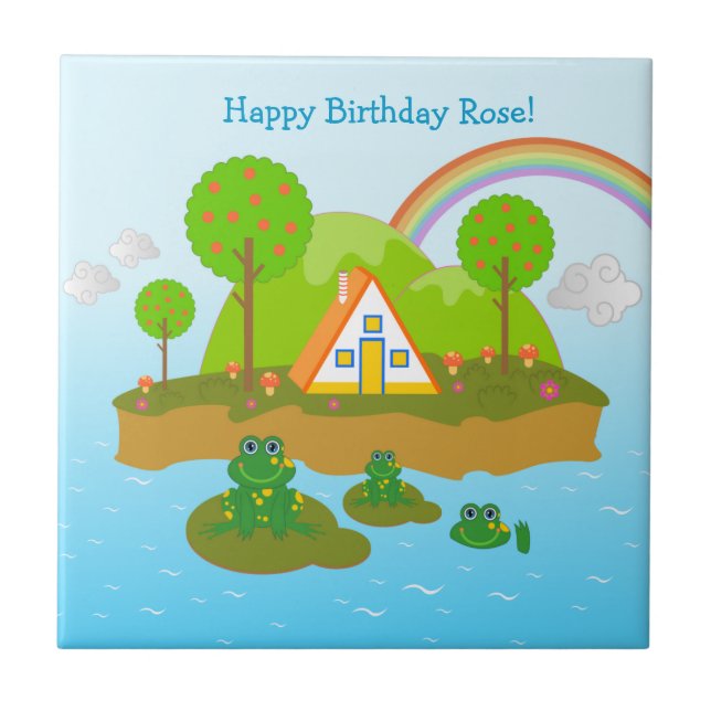 Happy Birthday with the frogs Tile (Front)