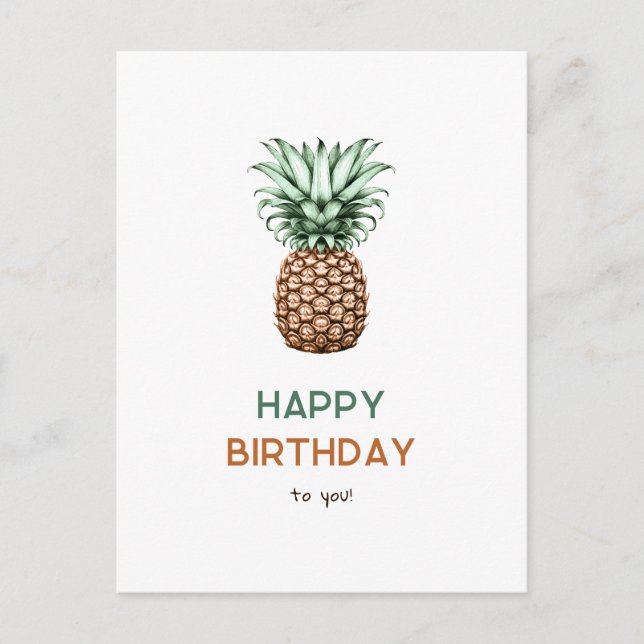 Happy birthday with vintage retro pineapple postcard (Front)