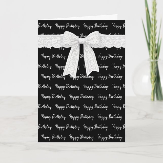 Happy Birthday With White Bow Card (Front)