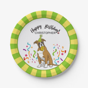 Happy Birthday with Your Boxer Dog Party Paper Plate