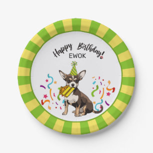 Happy Birthday with Your Chihuahia EWOK Dog Party Paper Plate