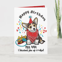Happy Birthday with your Corgi Dog in Red Bandana
