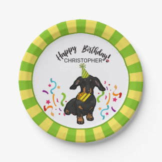 Happy Birthday with Your Dachshund Dog Party Paper Plate