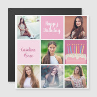 Happy Birthday Womens Photo Collage Magnetic Card
