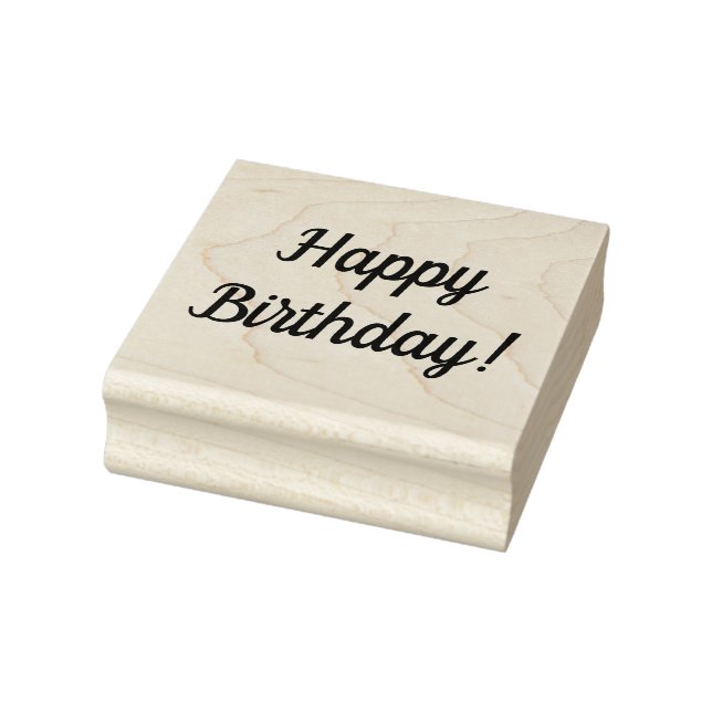 Happy Birthday Wooden Block Mounted Rubber Stamp (Stamp)