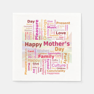 Happy Birthday Word Cloud Gift Present Box Card Napkin
