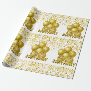 Happy Birthday Wrapping Gold Balloons Paper