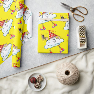 Happy Birthday Wrapping Paper Clouds  IPhone Text 