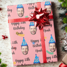 Happy Birthday Wrapping Paper, Custom Birthday Red