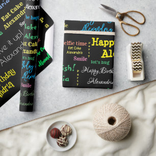 Happy Birthday Wrapping Paper Personalised Name 