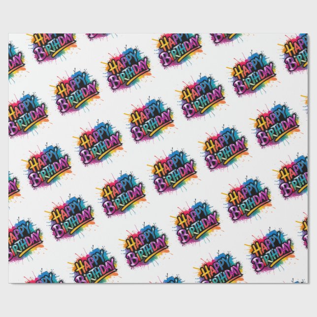 Happy Birthday Wrapping Paper printable (Flat)