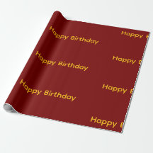 Happy Birthday Wrapping Paper ( Red & Yellow )