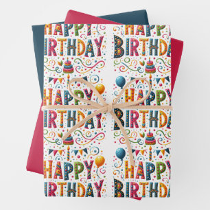 Happy Birthday Wrapping Paper Sheet