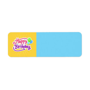 Happy Birthday Yellow and Blue Modern Label