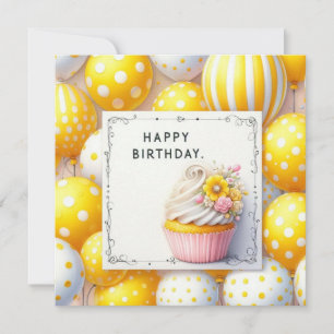 happy birthday yellow balloons card