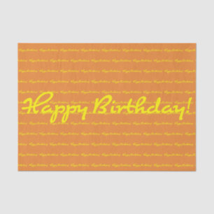 Happy Birthday! Yellow Casual Script Repeating Tissue Paper